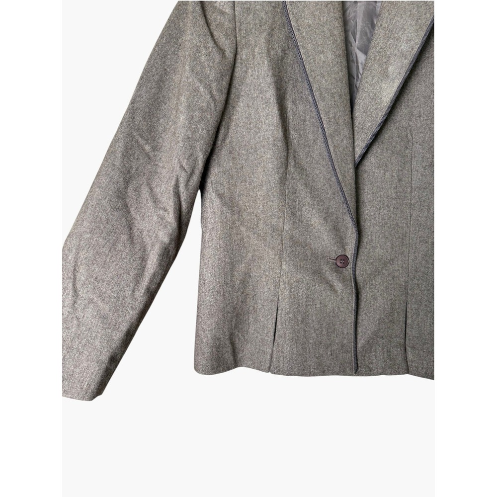 Vintage Sasson Wool Blend Blazer Jacket Taupe Corded Trim Sz Small‎ - Picture 6 of 12